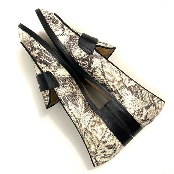 Snake Print Loafers - Black and Cream - Picture 3 of 13